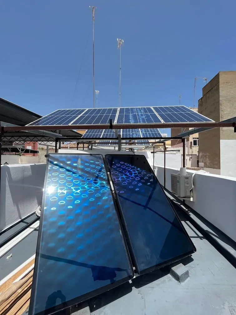 Solar panels installed on a flat roof